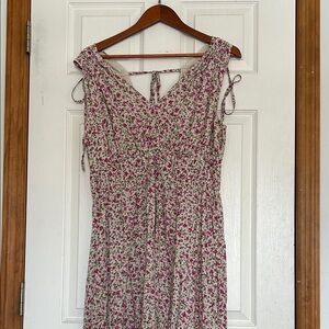 Time and Tru Purple/Pink/Cream Floral Midi Dress